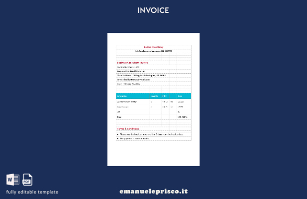 stile verificato Fattura del consulente aziendale. modello